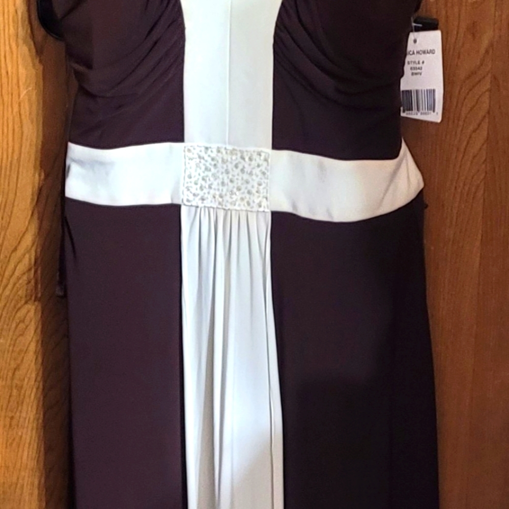 Brown and white dress